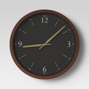 Project 62 - 20" Walnut Woodgrain Wall Clock Black - Project 62 Black